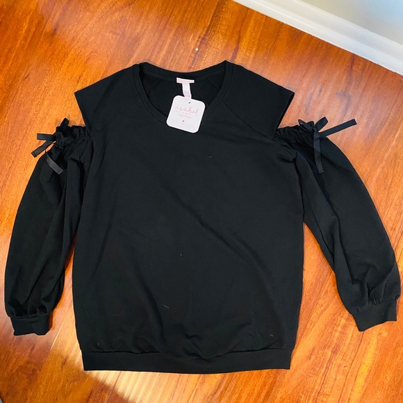 Isabel Maternity by Ingrid & Isabel Tops - NWT Black maternity cold shoulder sweatshirt